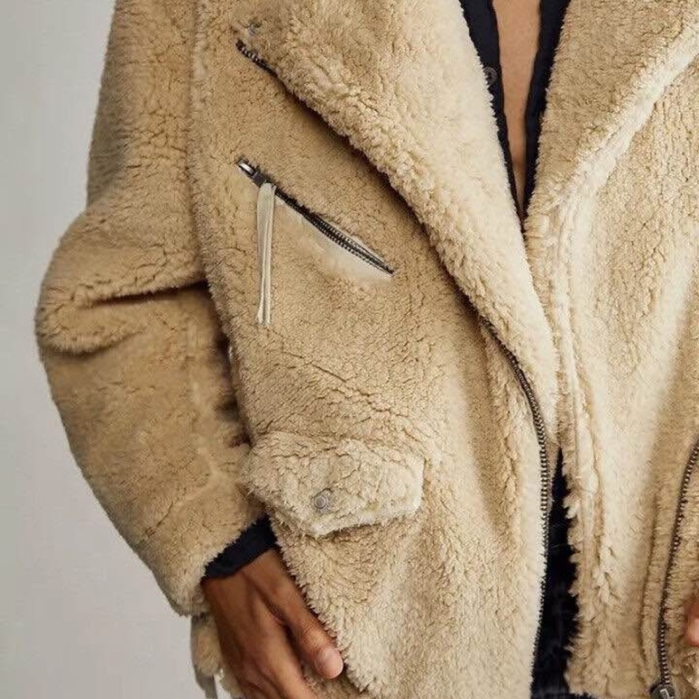 Free People Tan Teddy Jacket